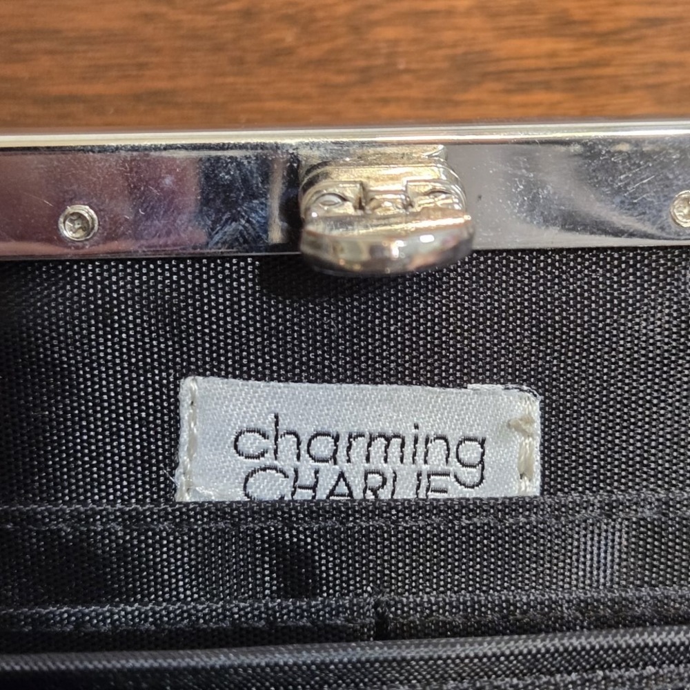 Charming Charlie Brown Zebra Print Clutch, Metallic Purse - Picture 5 of 5